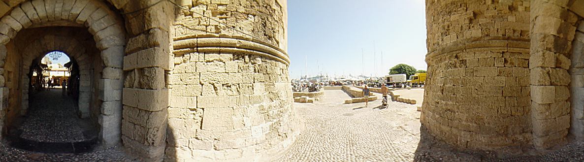 One of the 11 Gates of Rhodes Old town, this is ''Thalasini'' gate, also called kolona., Rhodes Old Town Photo Image of Rhodes - Rodos - Rhodos island, Greece
